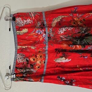 Red Floral Print Circle Skirt